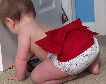 Kimono Sweet Bottoms diaper cover, polka dot with red bow - Baby girl sizes 0-18 months