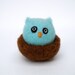 Owl, woodland toy Waldorf wool felt felted woolly bird nest turquoise blue children home decor imaginative play nursery birthday gift