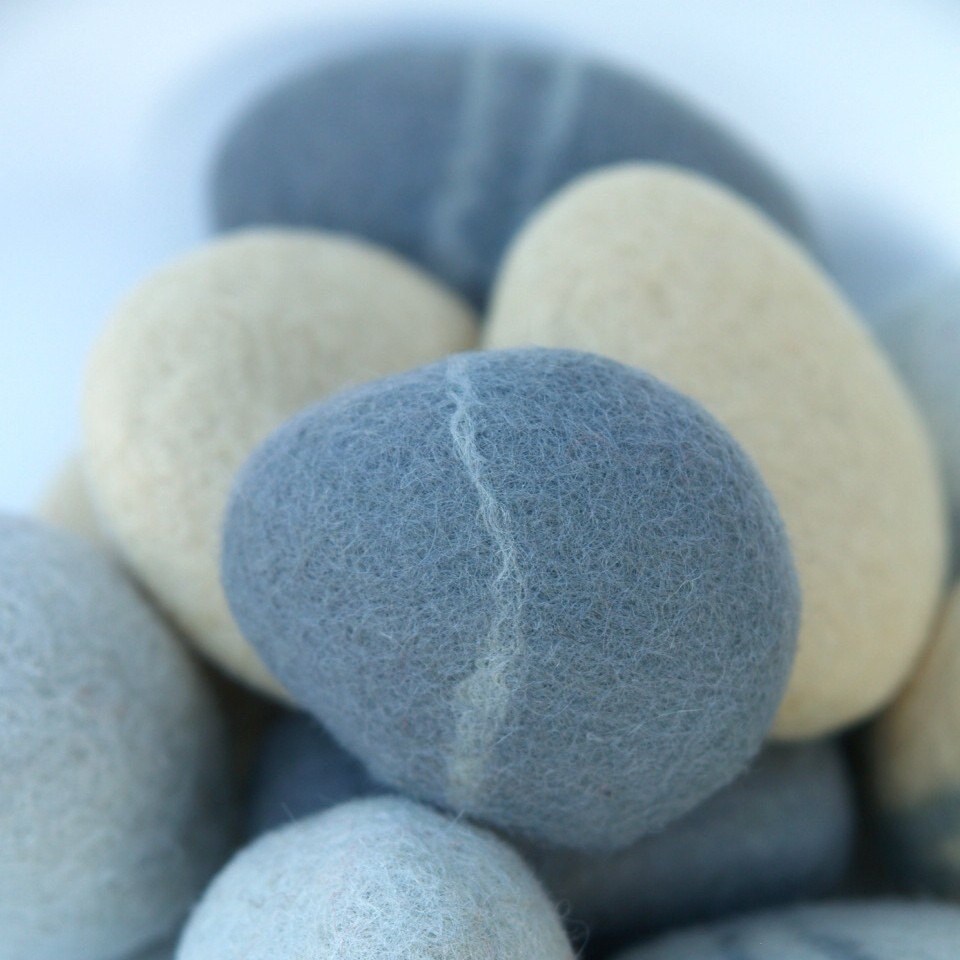 Felted stones pebbbles stones wool felt home decor by Fairyfolk
