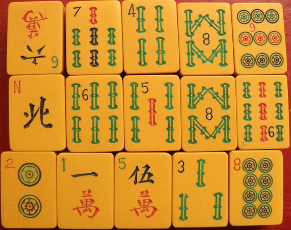 46 Vintage Bakelite Mah Jong Tiles Pieces MahJong