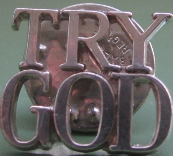 Vintage Tiffany & Co. Sterling TRY GOD Lapel Pin or Tie Tack