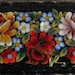 Vintage Micro Mosaic Floral Tile Brooch Pin Italy Black Background