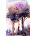 The Arbor Watercolor Tree Painting Original Painting in Pinks Blue and Rust