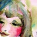 She Has Blue Hair Original Painting Watercolor Woman Ladys Face