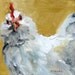 RESERVED for C Gallina Blanca Impasto Oil Original Chicken Painting on Canvas