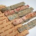 Vintage Style Clothespin Set - Stamped and Distressed - Blue Brocade & Ruby Red Blossoms