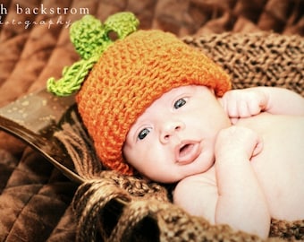 Baby Hat, Infant Pumpkin Hat, Crochet Pumpkin Hat, Baby Pumpkin Hat, Halloween, Baby Girl, Baby Boy, Newborn Pumpkin Hat, MADE TO ORDER
