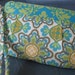 Sale was 16.00 / Now 12.00 / The Little Gal Wristlet... PLEATED CLUTCH / (Sandi Henderson) Meadowsweet in Lime / (Michael Miller) Dandy Damask in Teal