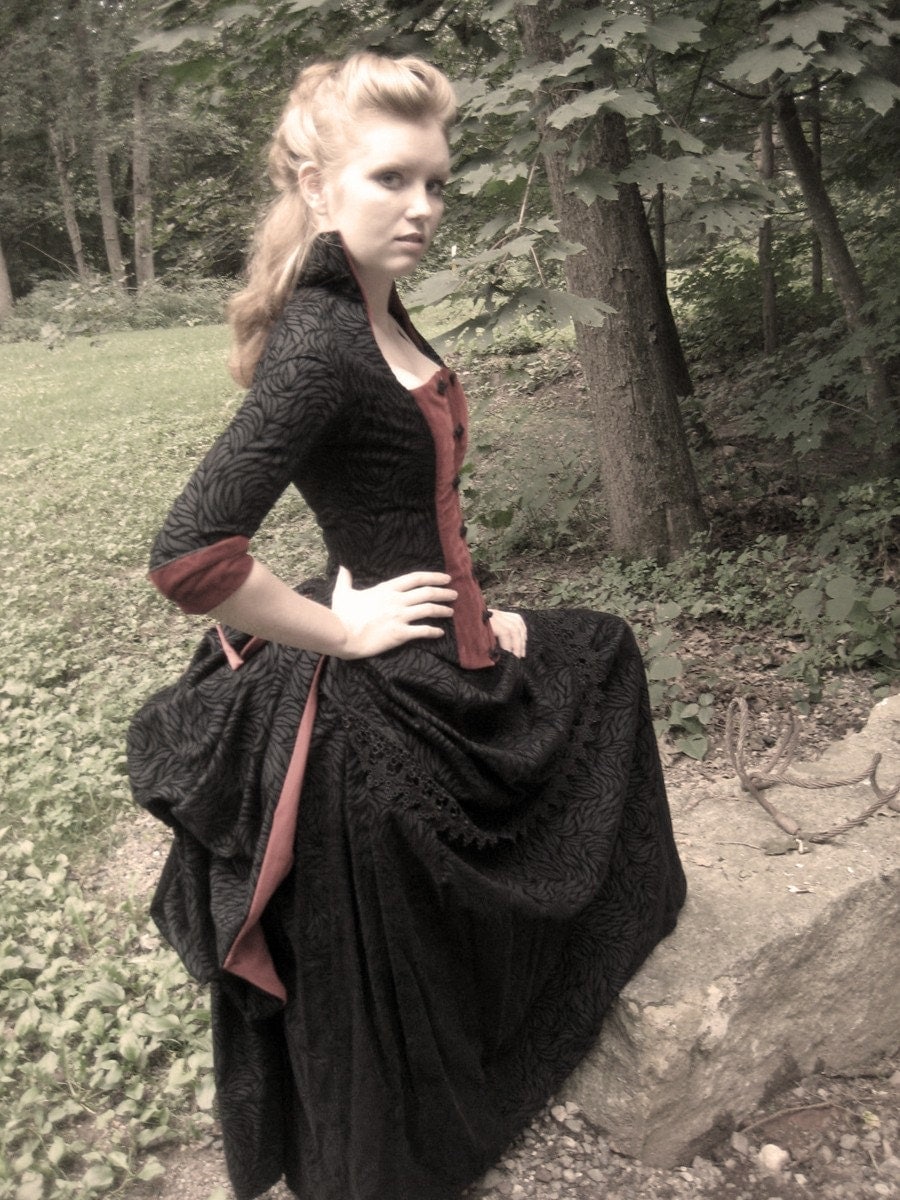 RESERVED for melmel29...Victorian Vampire Bustle Dress...red