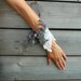 Nuno Felted Bracelet Cuff Grey white lace