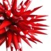 Red with White Polka Dot Paper Polish Star Urchin Christmas Ornament Modern Folk Art Holiday Decoration - 4 inch