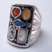 SALE ---- Vintage Sterling Size 6 1/2 Ring with Specimen Stone Shaped Wide Front