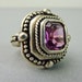 SALE --- Size 7 Vintage Chunky Tiered Sterling Ring With Big Shimmering Amethyst