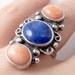 SALE ---- Vintage Sterling Size 6 Dual Pink Stone & Lapis Long Top Ring