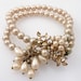 RESERVED for emeraldeyes1 - Antique Double Row Pearl Bracelet with Rhinestone Flower Accents Possibly Miriam Haskel