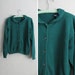 vintage '80s FOREST GREEN oversized knit cardigan with CROCHET collar.