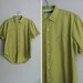 vintage men's '60s PEA green short sleeve OXFORD summer shirt. TALL. size l.