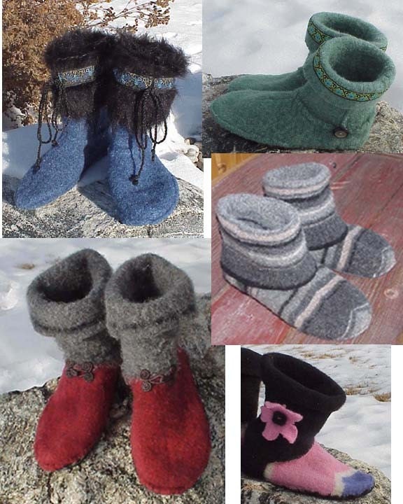 EZ Felted Slipper Boot Pattern CUTSEWFELT from Old wool