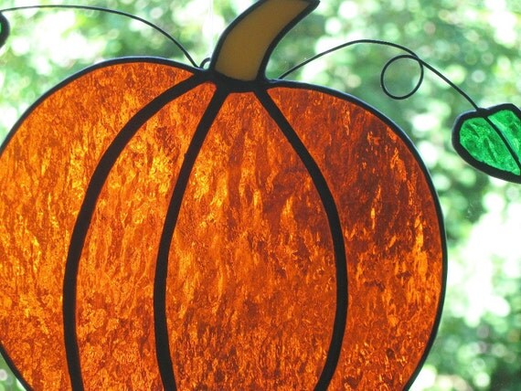 Autumn Pumpkin Stained Glass Suncatcher