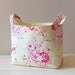Fabric Storage Basket Organizer Bin Yellow with Pink Roses