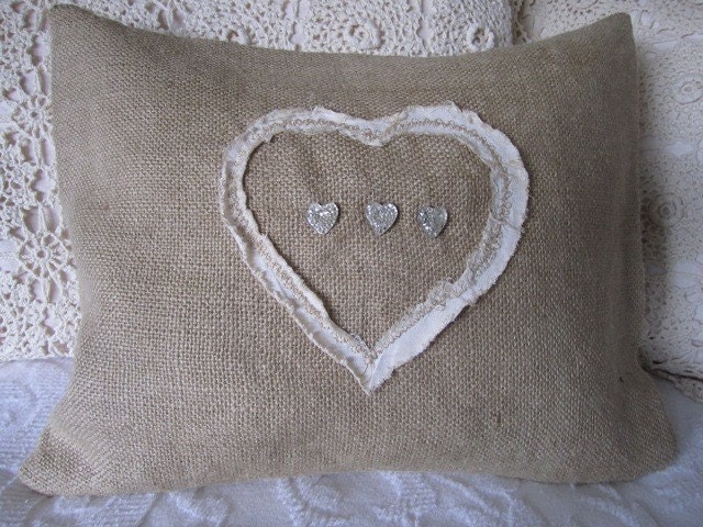 Shabby Chic Heart Pillow by Therobinandsparrow on Etsy