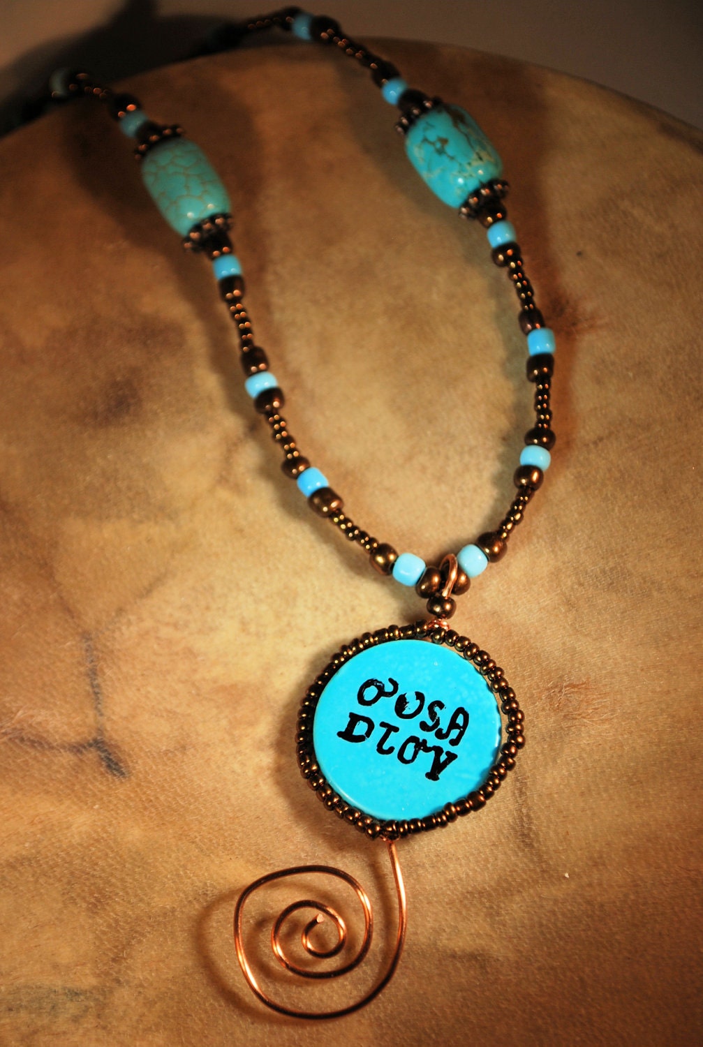 Beautiful Spirit Copper Cherokee Language Pendant Necklace