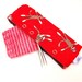 Stitch Holder Point Protector Zipper Pouch - DPN & Circular Project Holder - Red Sock Monkey