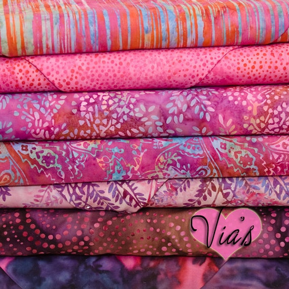 Hoffman Bali Batiks Swirls Cotton Quilt Fabric Fuschia Pink