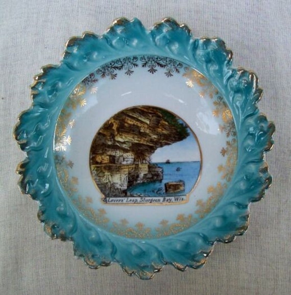 Souvenir Plate Wheelock China Lovers Leap Sturgeon Bay WI