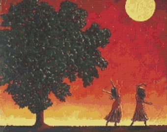 Modern Cross Stitch Kit - By Robert Bretz 'Women Dancing In The Moonlight'