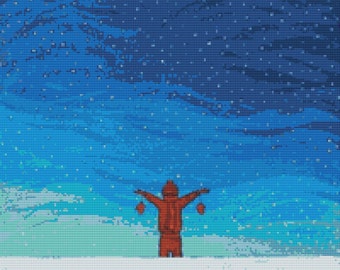 Modern Cross Stitch Kit By Robert Bretz - 'Boy In The Snow'