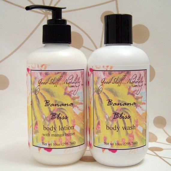 banana bliss body wash and lotion set paraben free wash