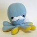 Light blue octopus plushie with mustache - 7"