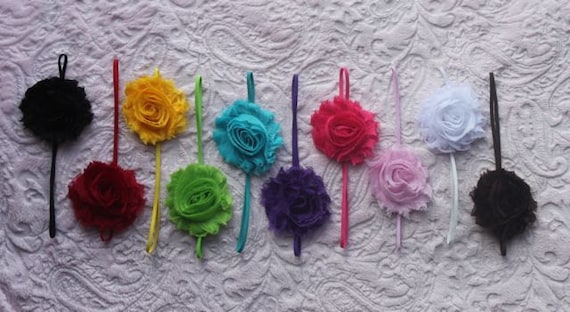 10 small vintage newborn elastic baby girl adult shabby flower headband set lot