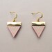 Leather Earrings - Pink Triangles with Mint Stripes