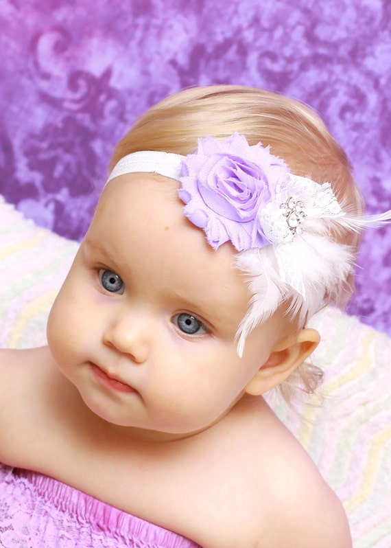 Lavender and White Vintage Couture Flower Headband
