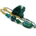 Scissor Fob Beaded Cross Stitch Needlepoint Yellow Turquoise