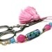 Pastel Pink and Blue Beaded Scissor Fob Minder Keeper