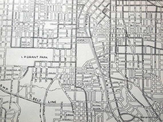 1919 Antique Street Map Of Atlanta Georgia