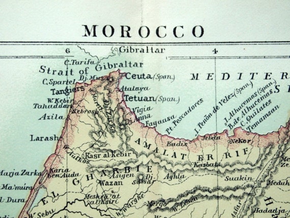 1884 Antique Map of Morocco