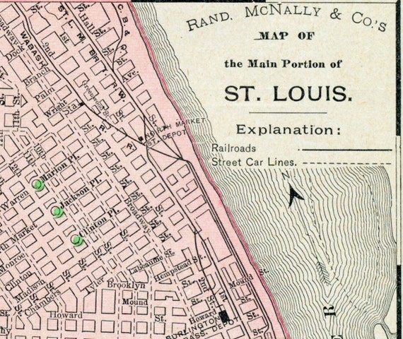 1895 Antique Street Map of St. Louis Missouri by bananastrudel