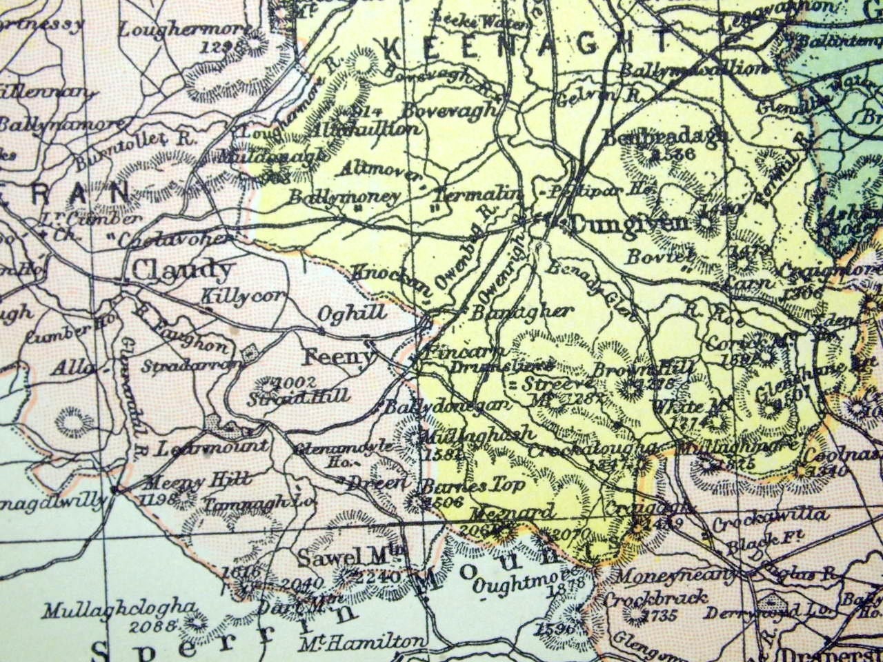 1902 Antique Map of County Londonderry Ireland by bananastrudel