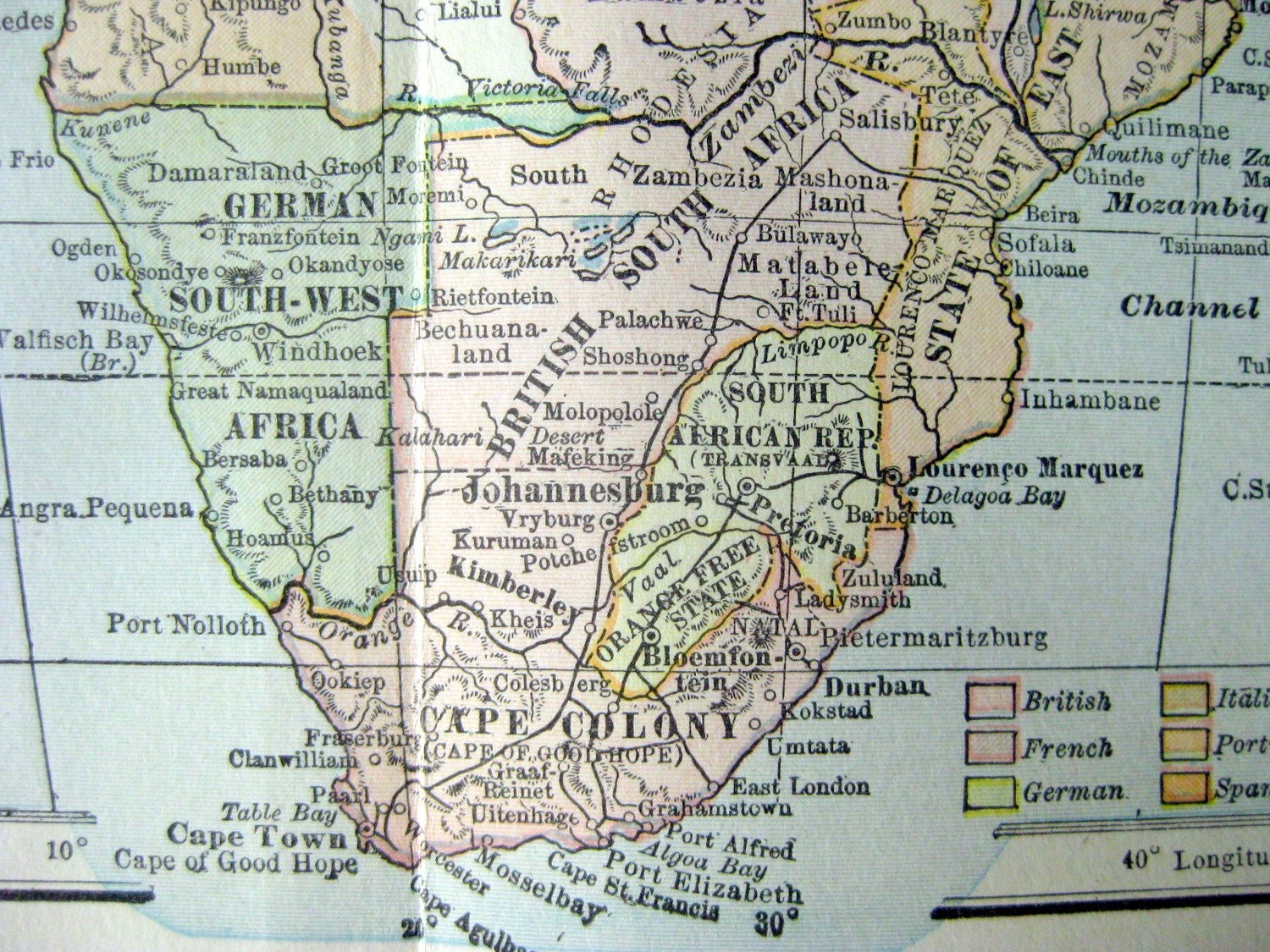 1900 Antique Map of Africa