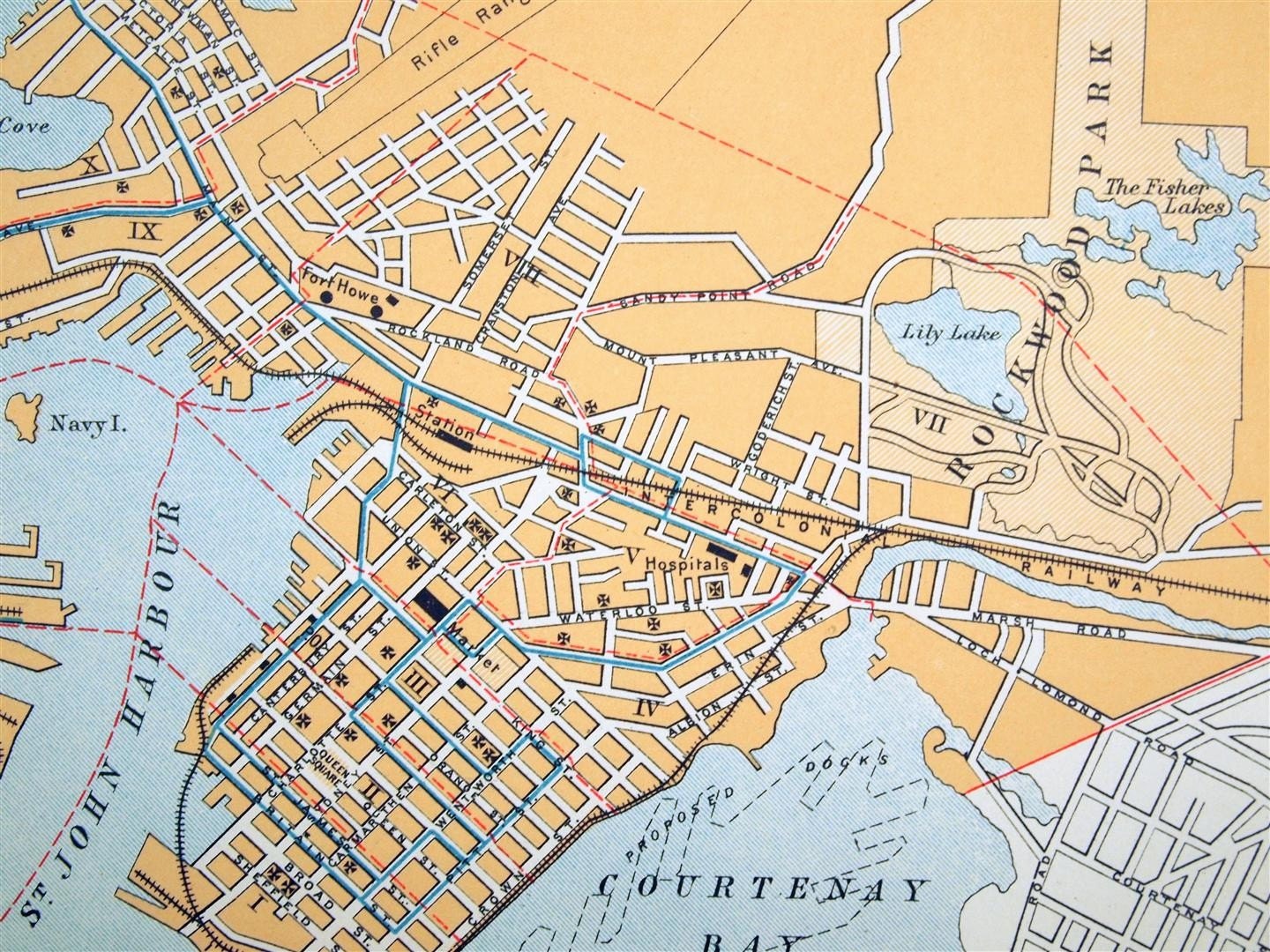 1915 Antique City Map of Saint John New Brunswick Canada