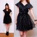 Cutest SHEER BLACK 80's Party Dress xs/s/m - best dress ever, adorable mini shape, giant collar - FREE Worldwide Shipping