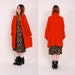 Vintage Knit Sweater Cardigan Boucle coat jacket - color block, bright red, oversized slouchy shape, shawl collar - FREE Worldwide Shipping