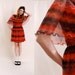 Vintage Sheer Dress 60's Mini Dress xs/s - Missoni style stripes, giant shawl collar, tangerine orange hues - FREE Worldwide Shipping