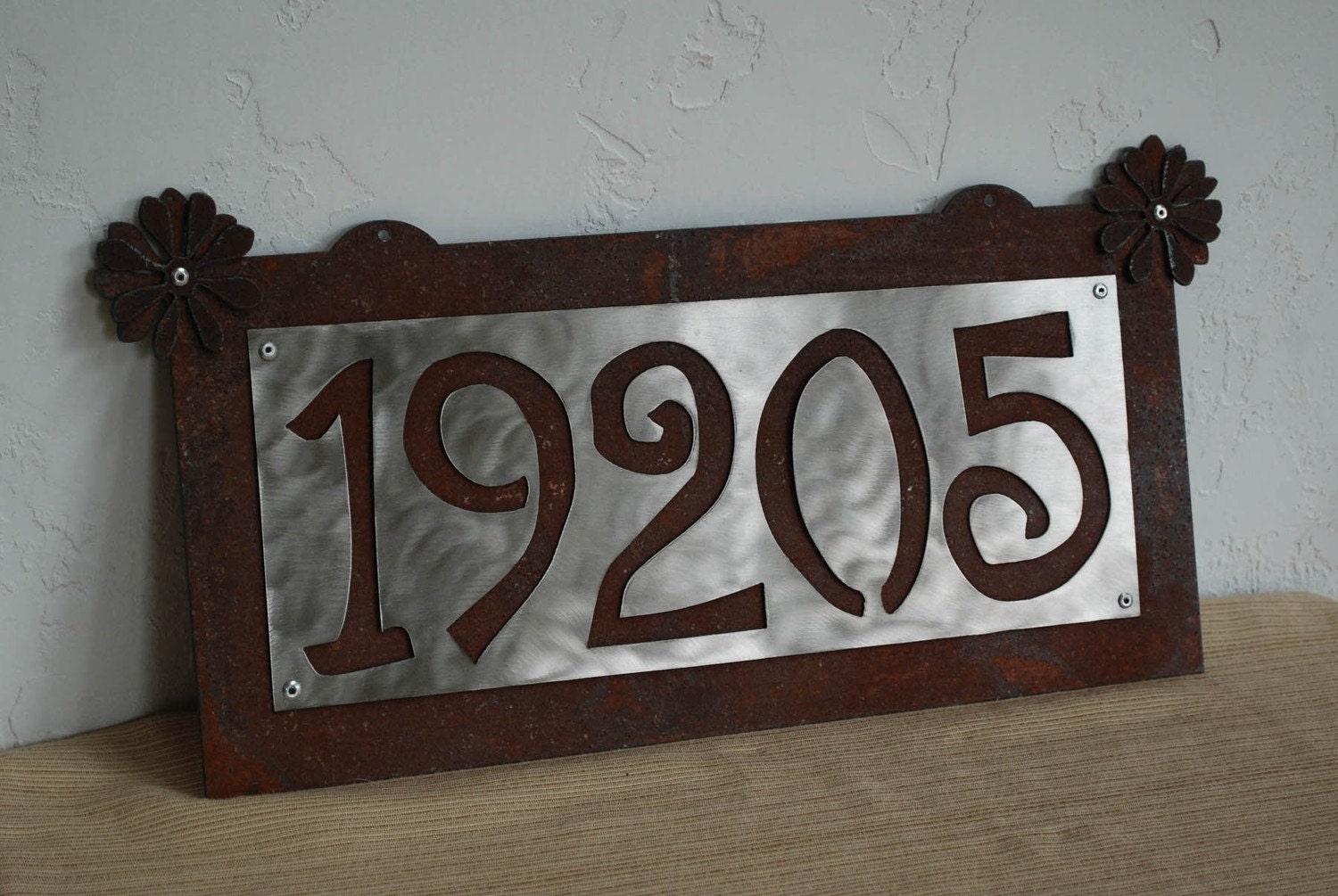 House Numbers Sign Rusted Steel Stainless by metalgardenart