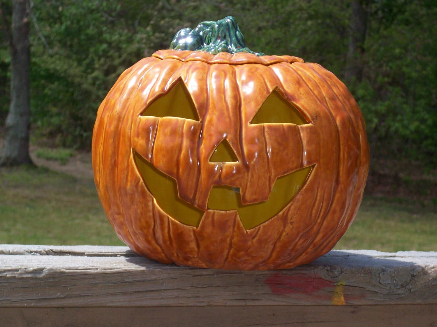 Ceramic Halloween Jack-O-Lantern Pumpkin Lamp Light