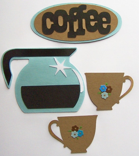 Die Cut Words Coffee Pot Coffee Cup Cards DIY by Paperquick